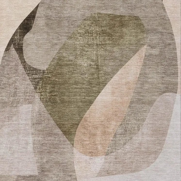 8' X 10' Taupe And Beige Abstract Washable Indoor Outdoor Area Rug