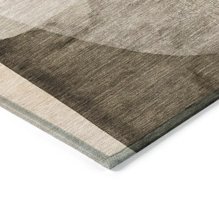 8' X 10' Taupe And Beige Abstract Washable Indoor Outdoor Area Rug