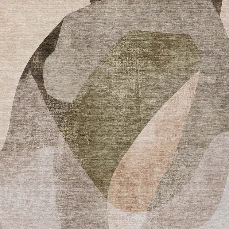 9' X 12' Taupe And Beige Abstract Washable Indoor Outdoor Area Rug