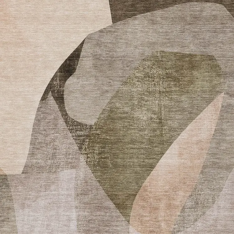 10' X 14' Taupe And Beige Abstract Washable Indoor Outdoor Area Rug