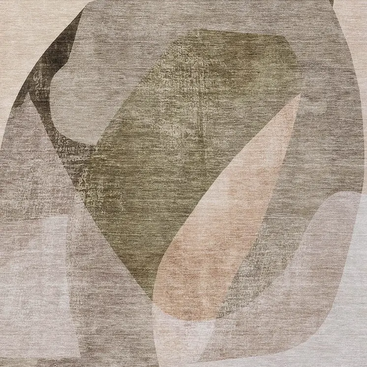 10' X 14' Taupe And Beige Abstract Washable Indoor Outdoor Area Rug
