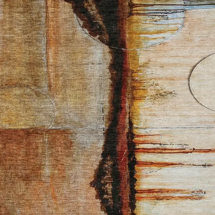 3' X 5' Rust And Charcoal Abstract Washable Indoor Outdoor Area Rug