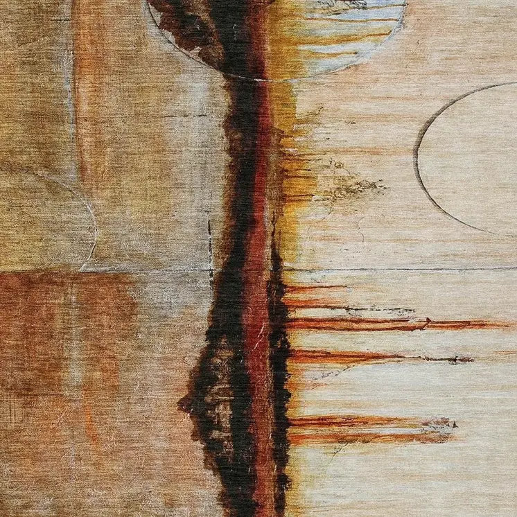 5' X 8' Rust And Charcoal Abstract Washable Indoor Outdoor Area Rug