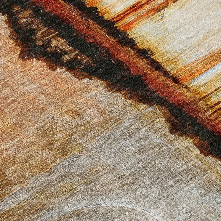 8' X 10' Rust And Charcoal Abstract Washable Indoor Outdoor Area Rug