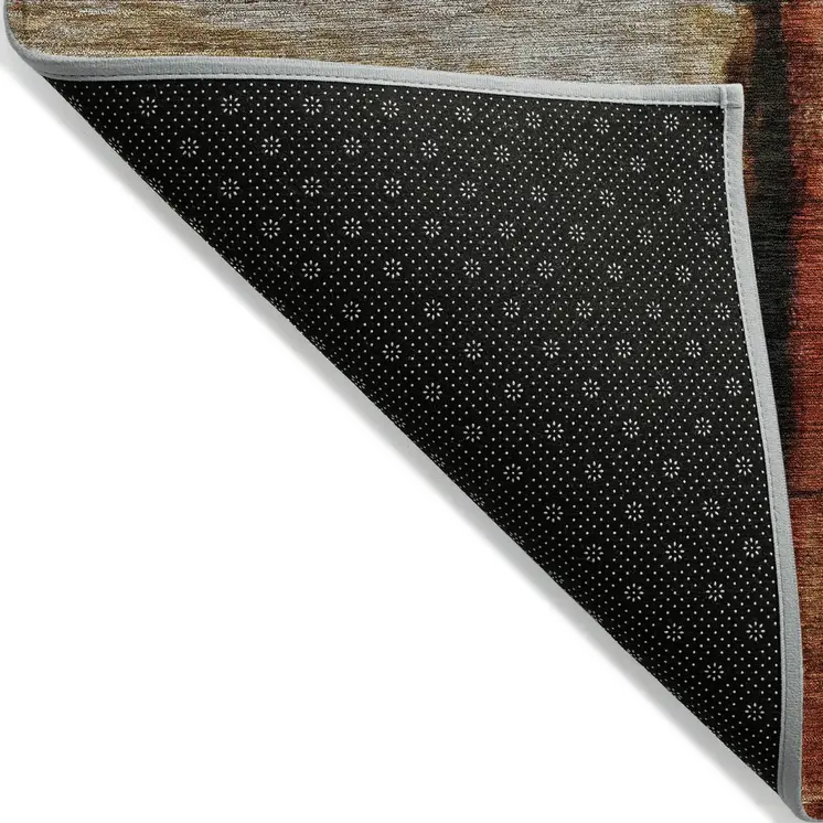 9' X 12' Rust And Charcoal Abstract Washable Indoor Outdoor Area Rug