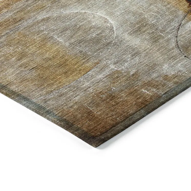 10' X 14' Rust And Charcoal Abstract Washable Indoor Outdoor Area Rug