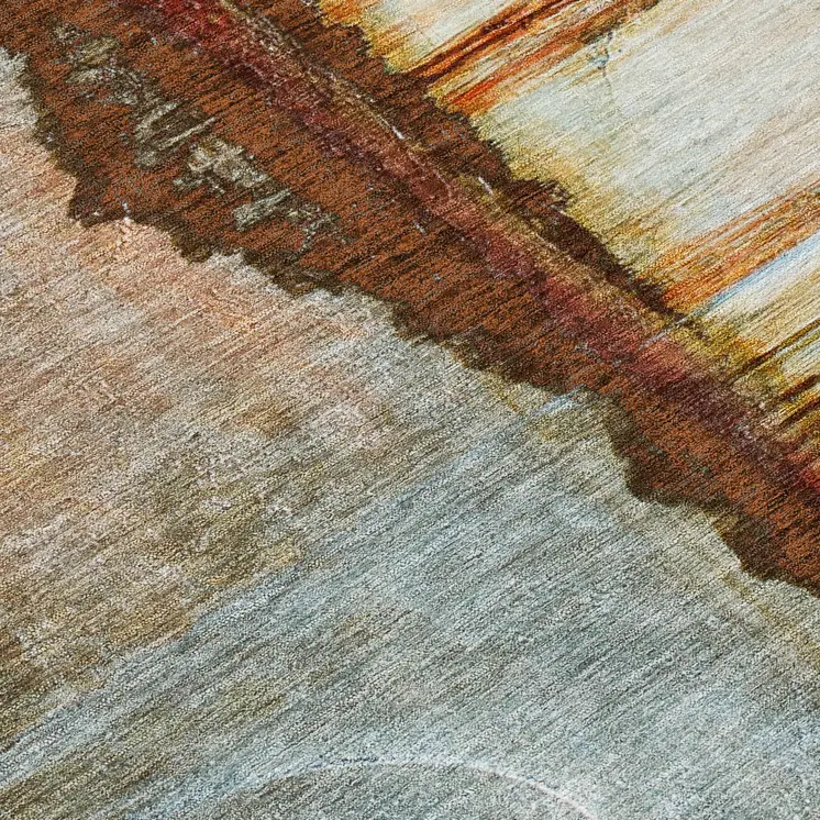 3' X 5' Rust And Beige Abstract Washable Indoor Outdoor Area Rug