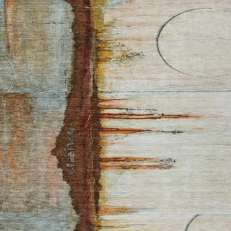 8' X 10' Rust And Beige Abstract Washable Indoor Outdoor Area Rug