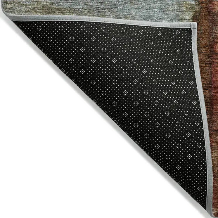 8' X 10' Rust And Beige Abstract Washable Indoor Outdoor Area Rug