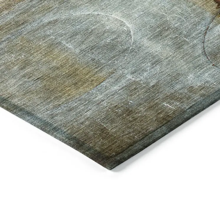 8' X 10' Rust And Beige Abstract Washable Indoor Outdoor Area Rug