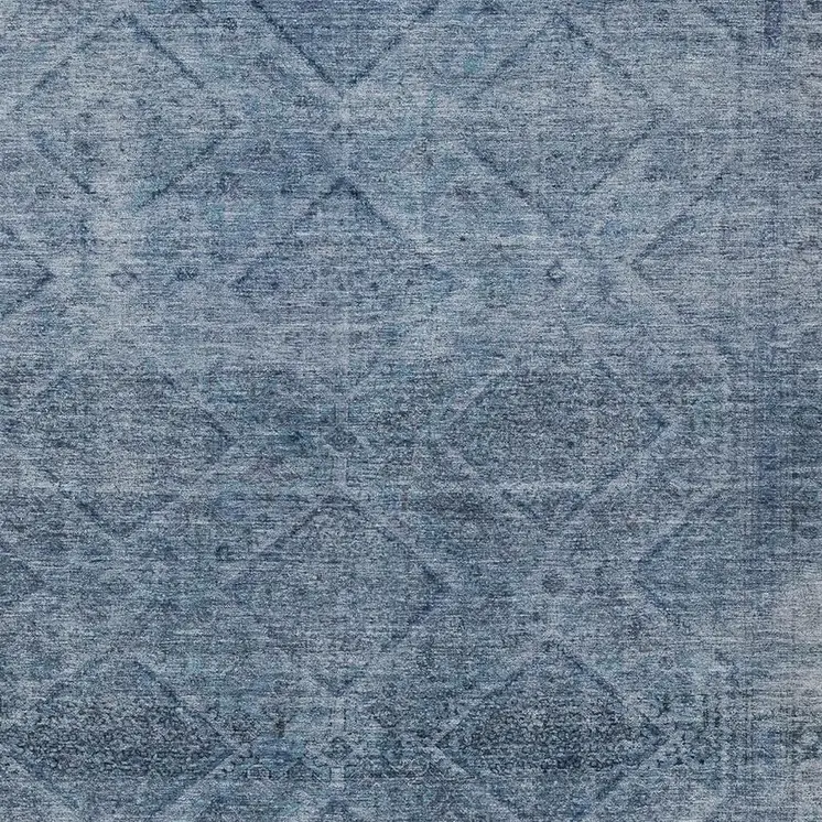 3' X 5' Blue And Ivory Geometric Washable Indoor Outdoor Area Rug