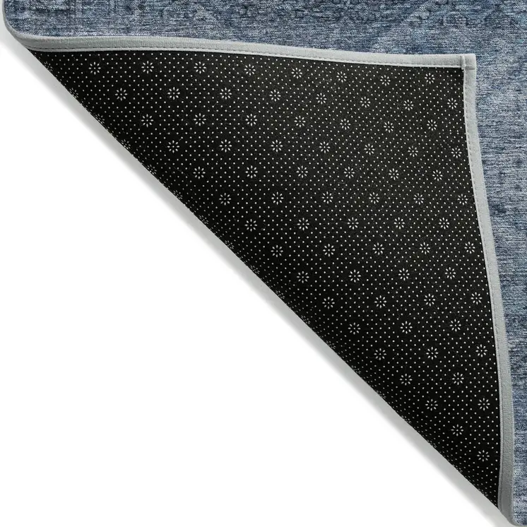 10' X 14' Blue And Ivory Geometric Washable Indoor Outdoor Area Rug