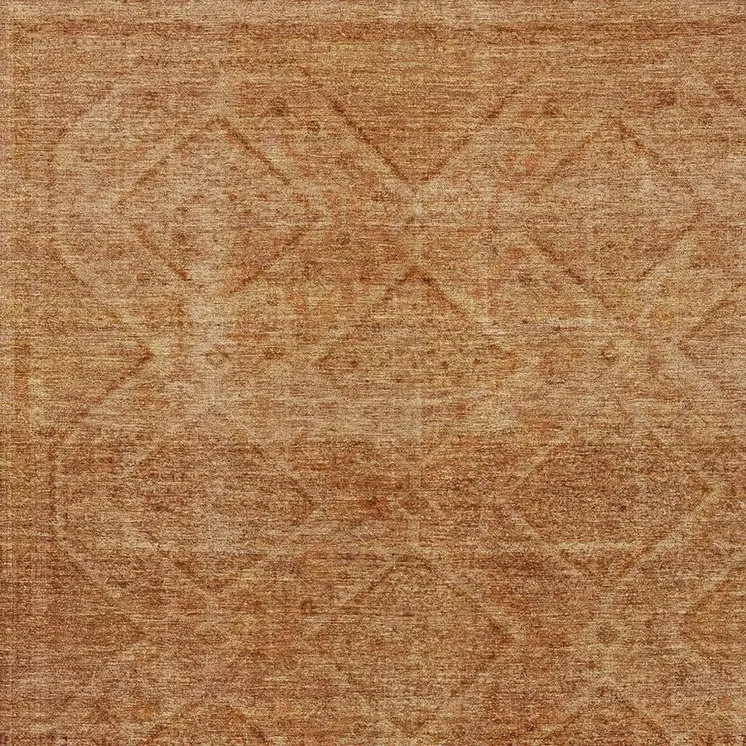 3' X 5' Copper And Ivory Geometric Washable Indoor Outdoor Area Rug