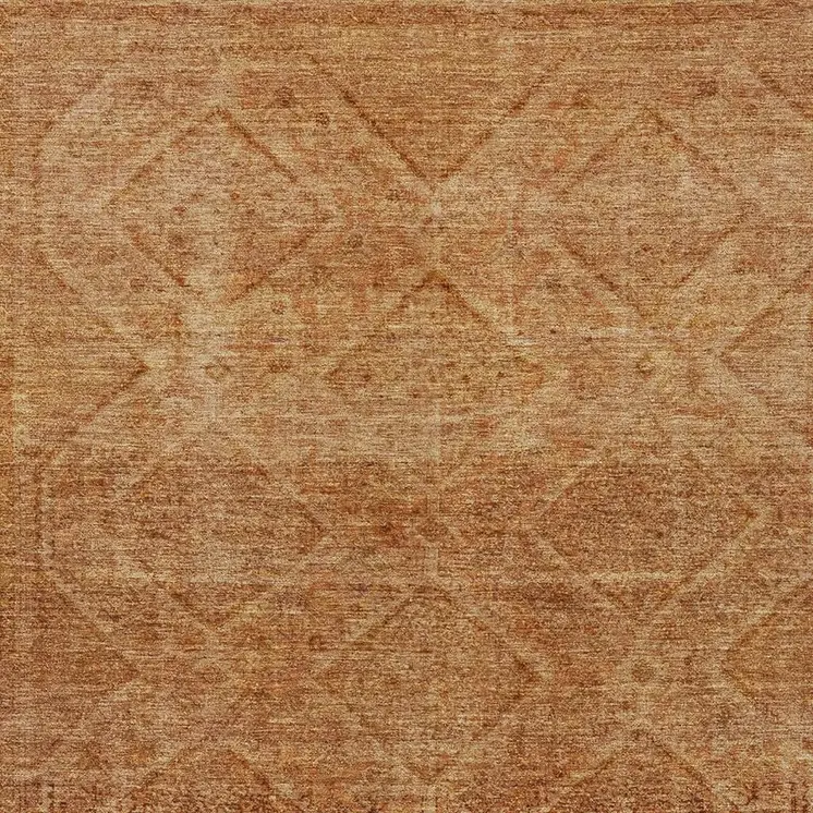 5' X 8' Copper And Ivory Geometric Washable Indoor Outdoor Area Rug
