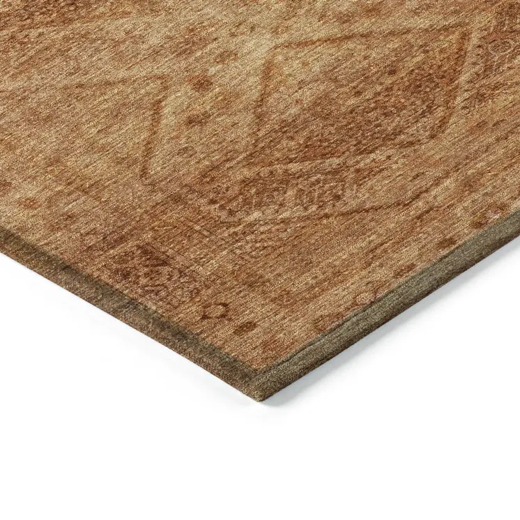 5' X 8' Copper And Ivory Geometric Washable Indoor Outdoor Area Rug