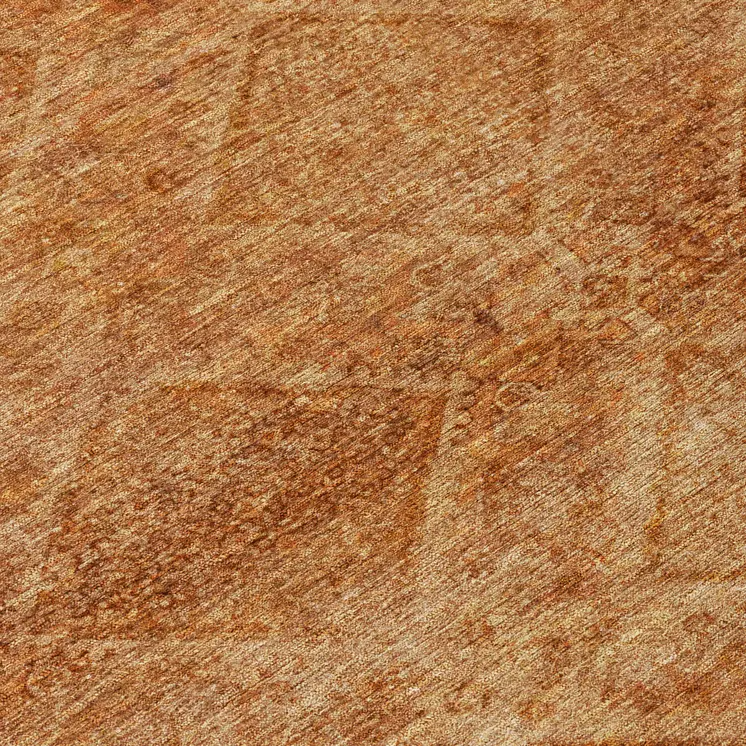 8' Copper And Ivory Round Geometric Washable Indoor Outdoor Area Rug