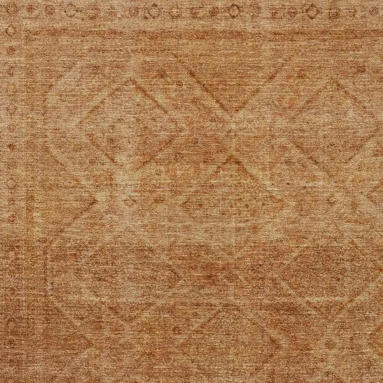 8' X 10' Copper And Ivory Geometric Washable Indoor Outdoor Area Rug