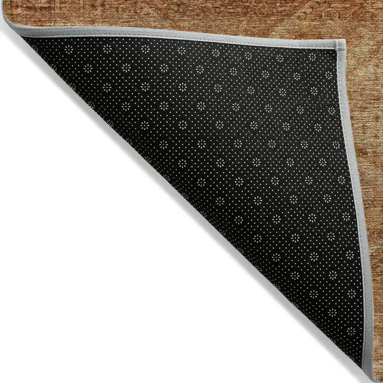 9' X 12' Copper And Ivory Geometric Washable Indoor Outdoor Area Rug