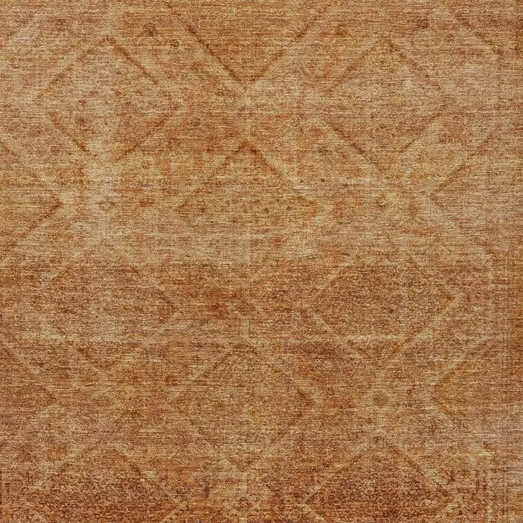 10' X 14' Copper And Ivory Geometric Washable Indoor Outdoor Area Rug