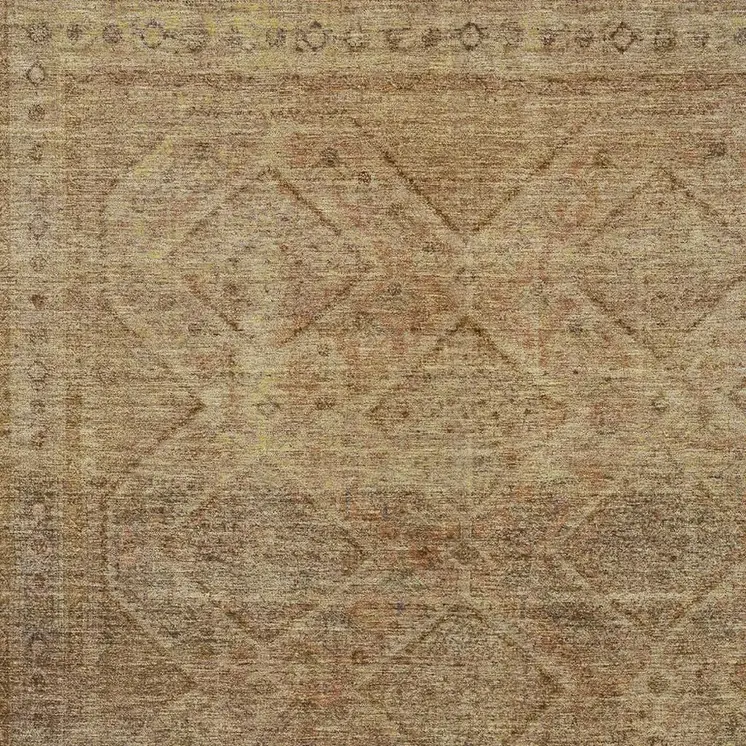 3' X 5' Khaki And Beige Geometric Washable Indoor Outdoor Area Rug