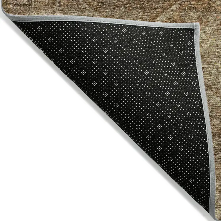 5' X 8' Khaki And Beige Geometric Washable Indoor Outdoor Area Rug