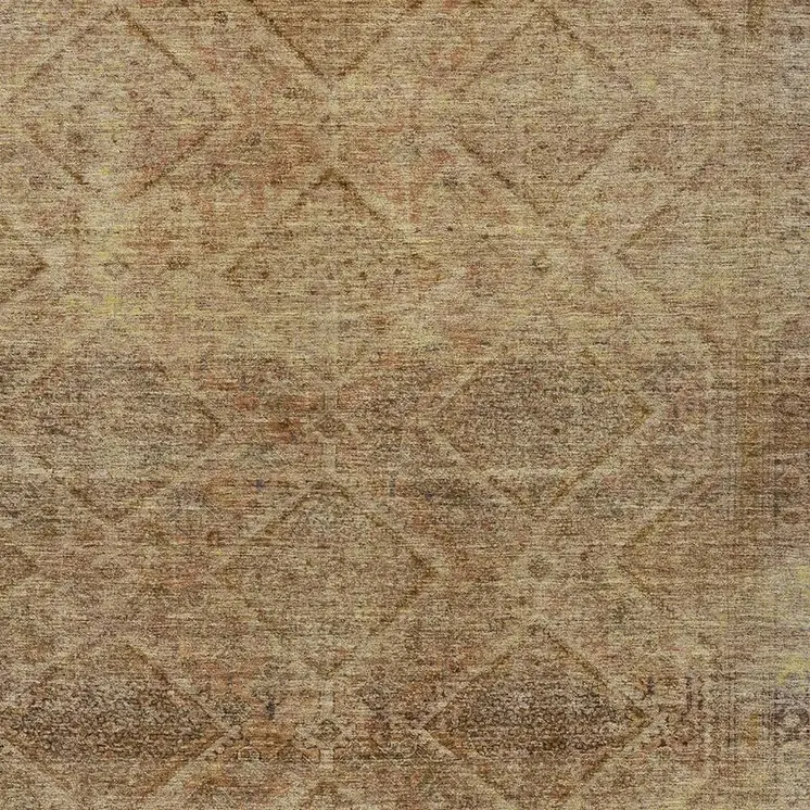 8' X 10' Khaki And Beige Geometric Washable Indoor Outdoor Area Rug