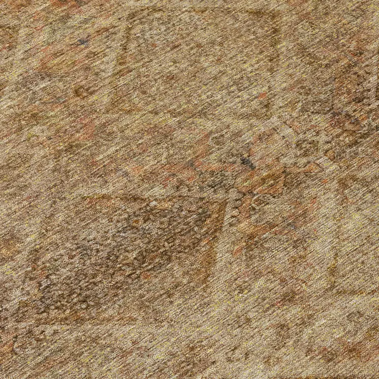 8' X 10' Khaki And Beige Geometric Washable Indoor Outdoor Area Rug