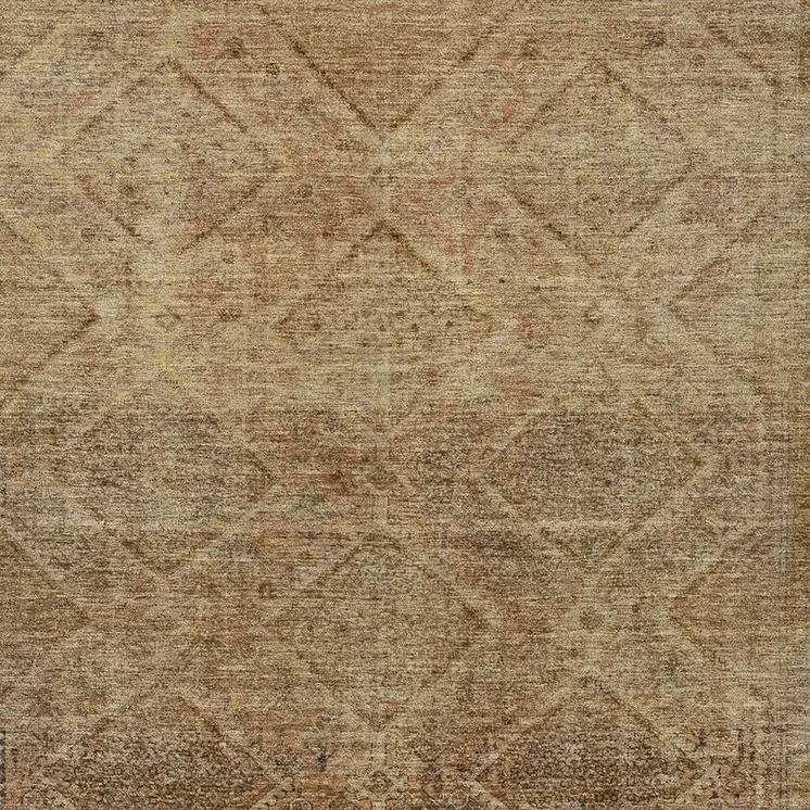9' X 12' Khaki And Beige Geometric Washable Indoor Outdoor Area Rug