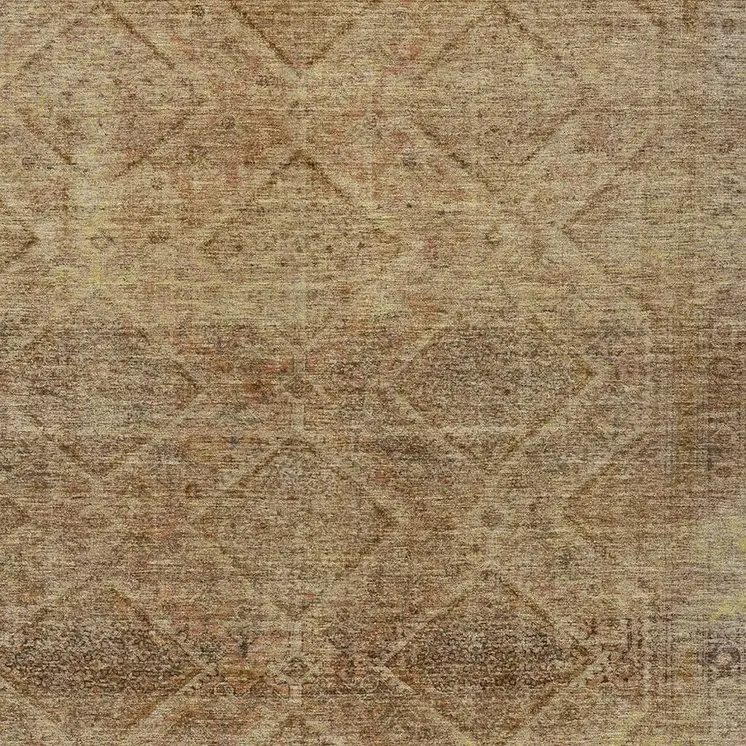 10' X 14' Khaki And Beige Geometric Washable Indoor Outdoor Area Rug