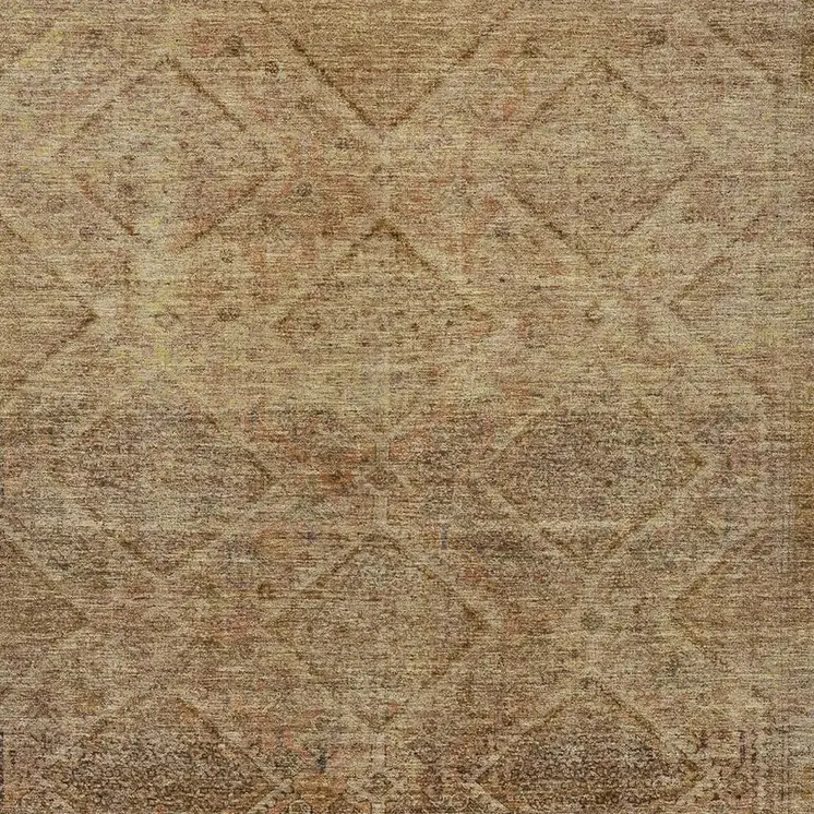10' X 14' Khaki And Beige Geometric Washable Indoor Outdoor Area Rug