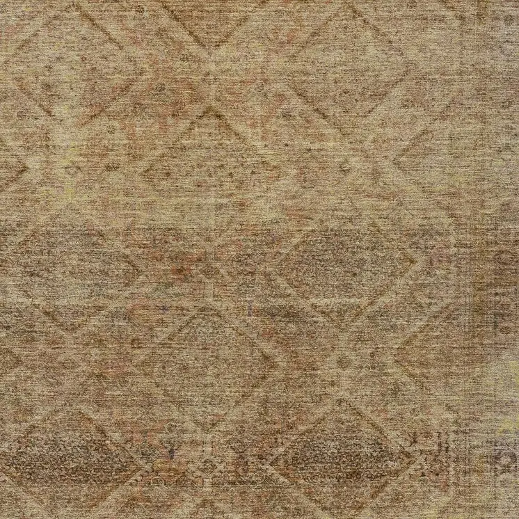 10' X 14' Khaki And Beige Geometric Washable Indoor Outdoor Area Rug