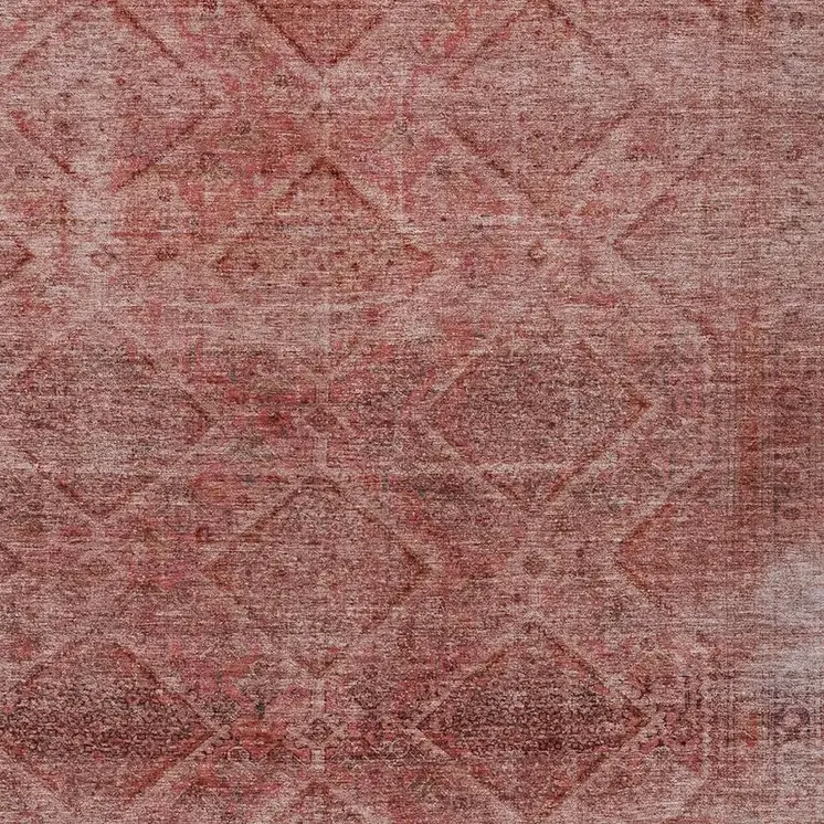 3' X 5' Pink And Ivory Geometric Washable Indoor Outdoor Area Rug