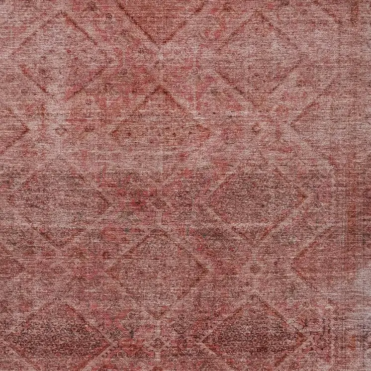 3' X 5' Pink And Ivory Geometric Washable Indoor Outdoor Area Rug
