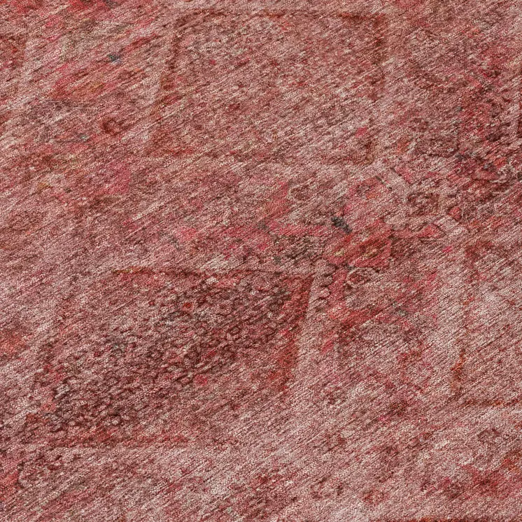 9' X 12' Pink And Ivory Geometric Washable Indoor Outdoor Area Rug
