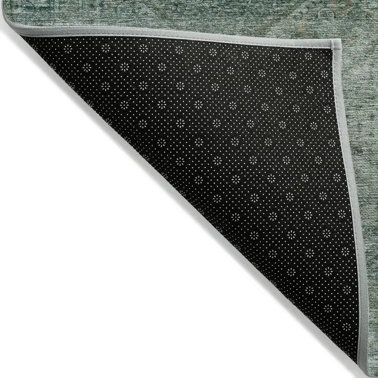 3' X 5' Teal Blue And Ivory Geometric Washable Indoor Outdoor Area Rug