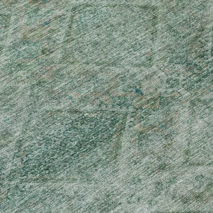 5' X 8' Teal Blue And Ivory Geometric Washable Indoor Outdoor Area Rug