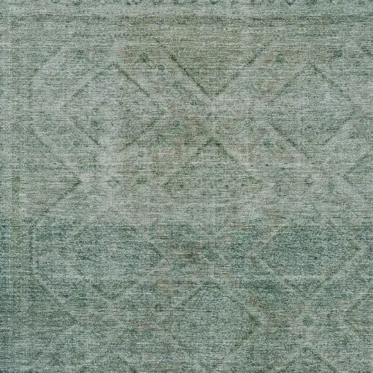 10' X 14' Teal Blue And Ivory Geometric Washable Indoor Outdoor Area Rug