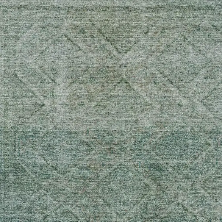 10' X 14' Teal Blue And Ivory Geometric Washable Indoor Outdoor Area Rug
