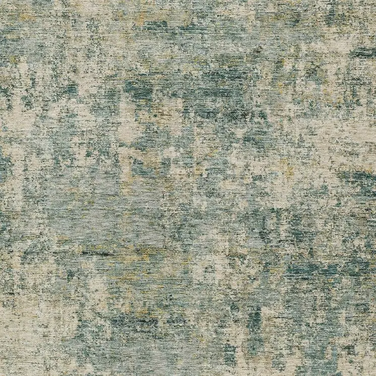 3' X 5' Artichoke Green And Teal Blue Abstract Washable Indoor Outdoor Area Rug