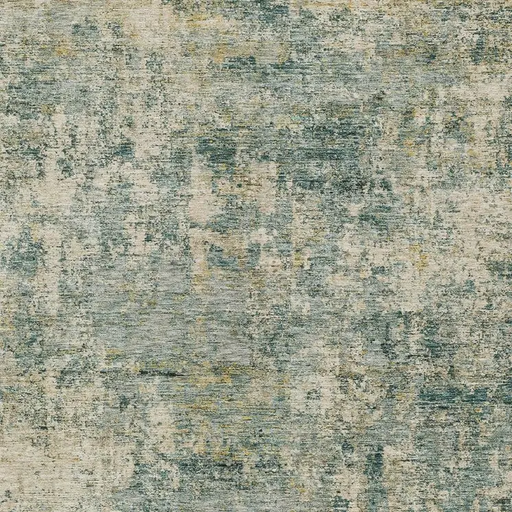 8' X 10' Artichoke Green And Teal Blue Abstract Washable Indoor Outdoor Area Rug