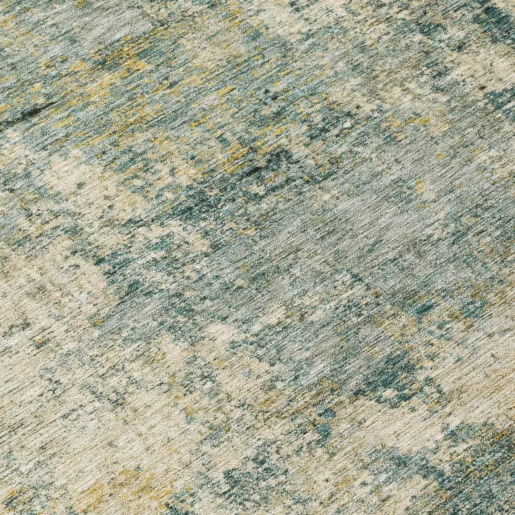 8' X 10' Artichoke Green And Teal Blue Abstract Washable Indoor Outdoor Area Rug