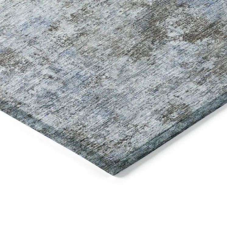 5' X 8' Blue And Taupe Abstract Washable Indoor Outdoor Area Rug