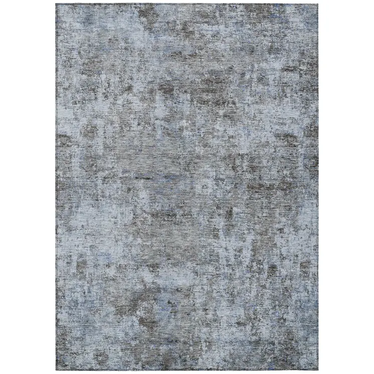 10' X 14' Blue And Taupe Abstract Washable Indoor Outdoor Area Rug