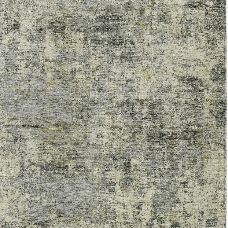 5' X 8' Pewter And Beige Abstract Washable Indoor Outdoor Area Rug
