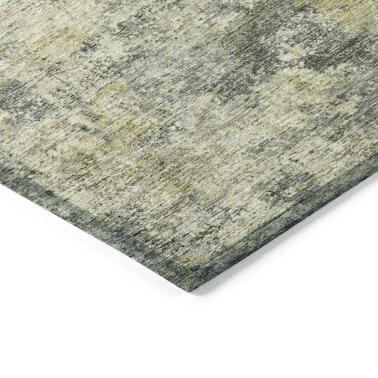 5' X 8' Pewter And Beige Abstract Washable Indoor Outdoor Area Rug