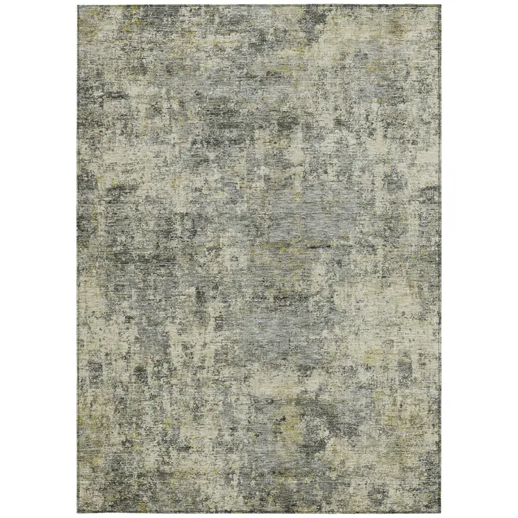 5' X 8' Pewter And Beige Abstract Washable Indoor Outdoor Area Rug