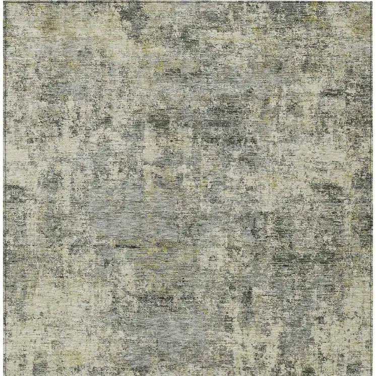 10' X 14' Pewter And Beige Abstract Washable Indoor Outdoor Area Rug