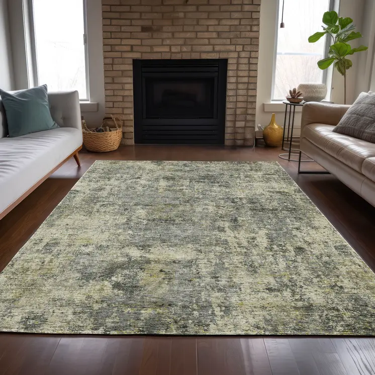 10' X 14' Pewter And Beige Abstract Washable Indoor Outdoor Area Rug