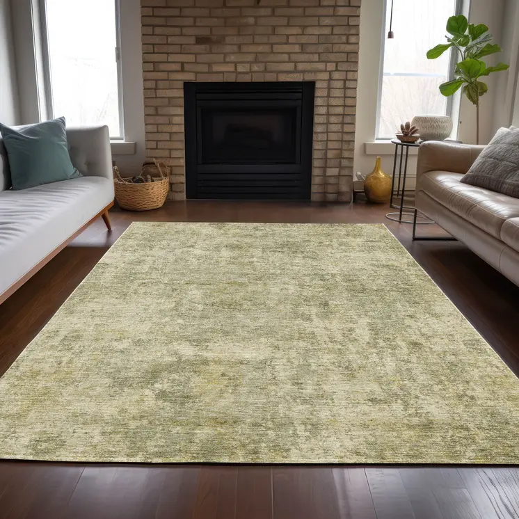 3' X 5' Sage And Beige Abstract Washable Indoor Outdoor Area Rug