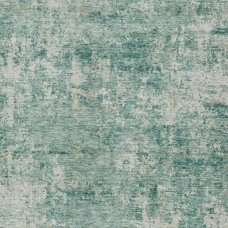 3' X 5' Teal Blue And Beige Abstract Washable Indoor Outdoor Area Rug